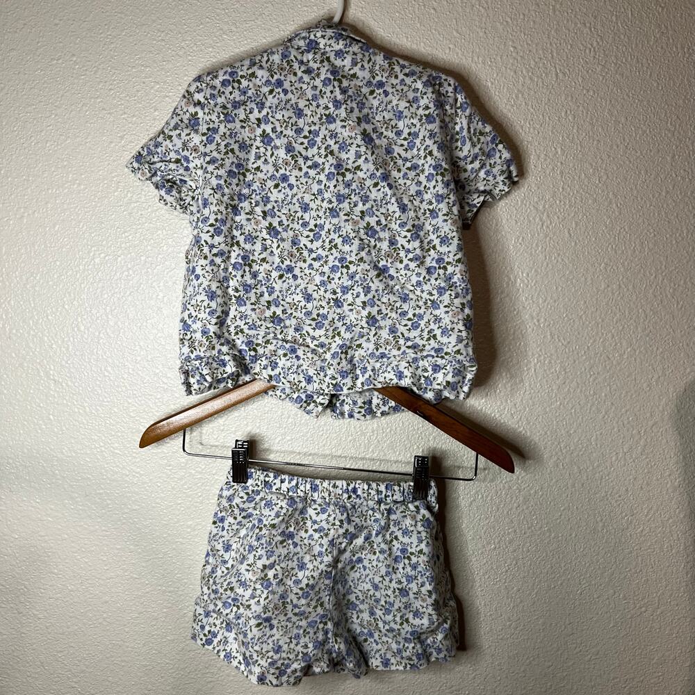 Reformation Lompoc linen blue floral button up shirt and shorts set GIRLS 6 - Picture 5 of 6